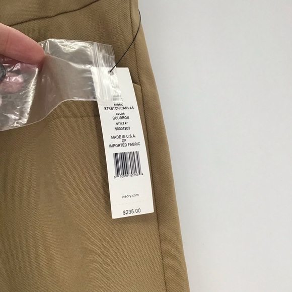 Theory Max C Stretch Canvas Khaki Trouser Pants NWT Tan Career Bus Casual Size 6 - Picture 2 of 10